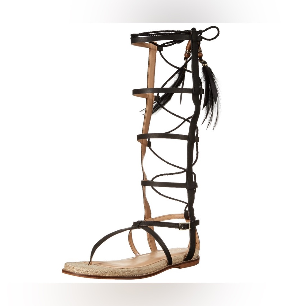 Aldo Leather Black Gladiator Womens Knee High Sandals, size 7.5